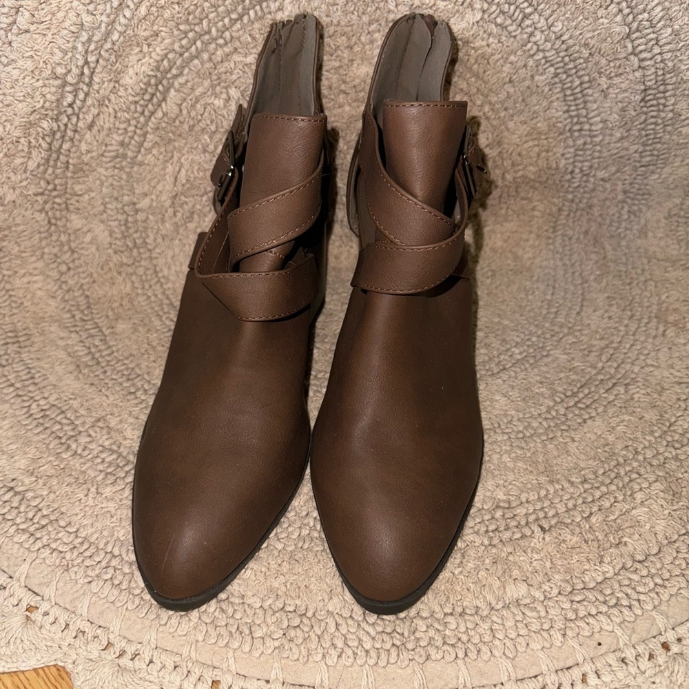 Brown heeled boots